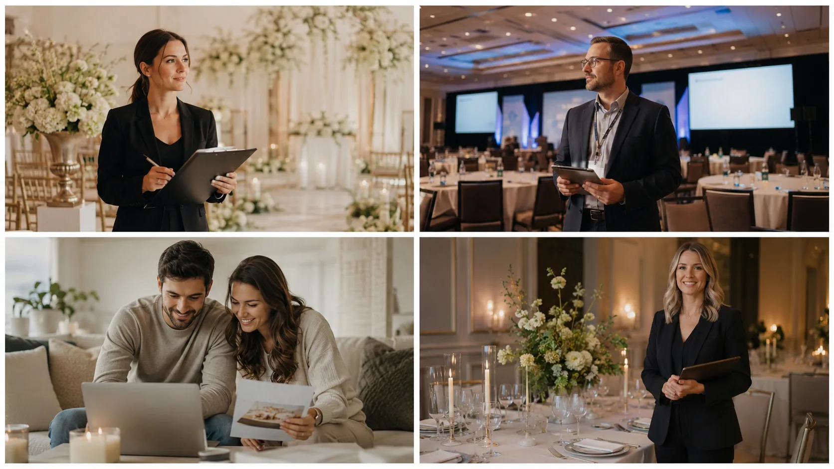 Diverse group of event professionals collaborating — illustrating the different types of event planners from independents to in-house teams